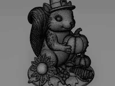 Cute Autumn squirrel Thanksgiving day 3D model for printing 3D print model