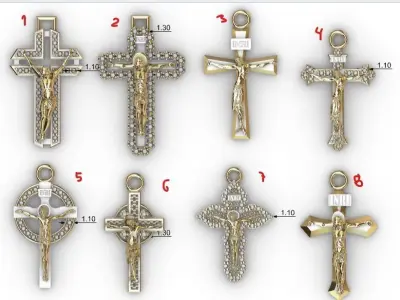 dijes- Colgantes paquete de 8 cristos -v- 3D print model