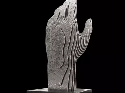 Figurine in the form of a hand made of metal plates 3D model
