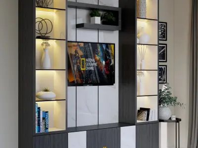 Luxury Furniture Design Cabinet TV Backdrop  3D model