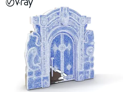 Ornate Gothic Door Model Pack for Architectural Visualization Low-poly 3D model