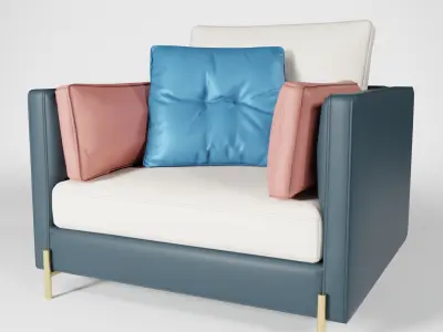 Modern Dual Tone Luxury 1-Seater Armchair  Low-poly 3D model