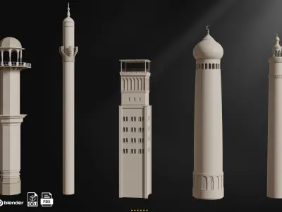 Minaret Base Mash Low-poly 3D model