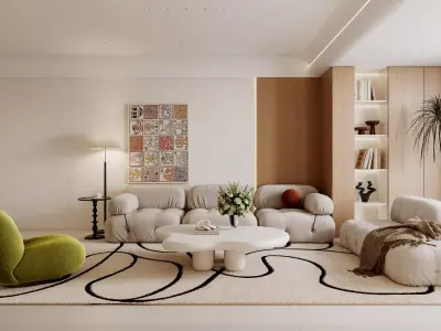 Modern living room dining room interior scenes 237 3D model