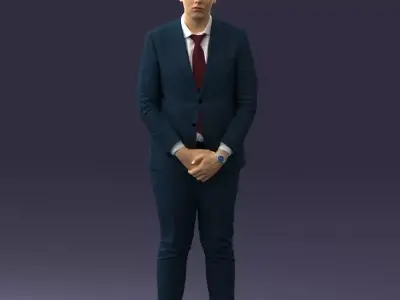 000298 Businessman in Blue Suit with Red Tie 1016 3dp 3D print model