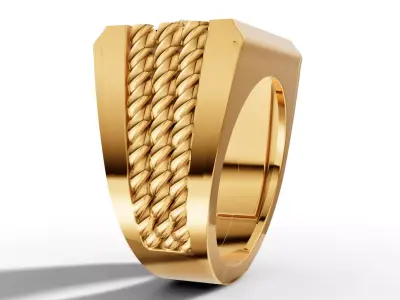 Majestic Eagle Signet Ring with Braided Shoulders 3D print model