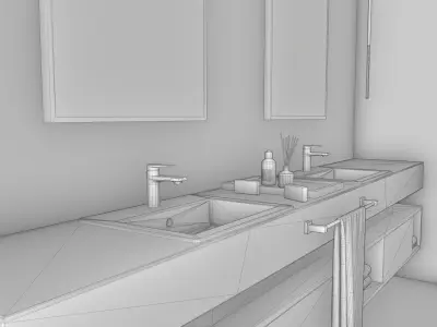 Bathroom Interior Scene Low-poly 3D model