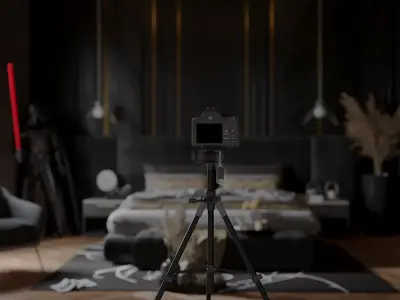 Master Bedroom Luxury Modern Black And Gold 3D model