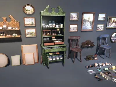 UE4 Pipe Smoking Set Low-poly 3D model