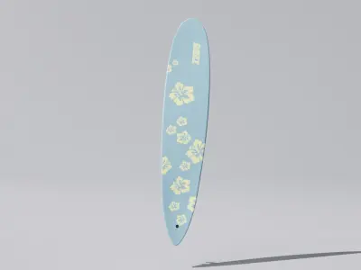 Longboard Surfboard with 6 Unique Design Variants Low-poly 3D model