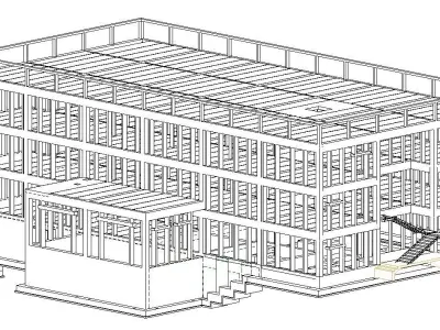 Frame structure of the administrative building 3D model