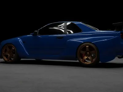 Nissan Skyline R34 with Bodykit 2 Low-poly 3D model