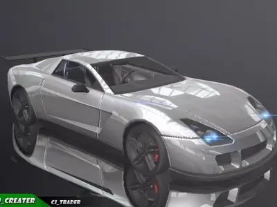 Lowpoly Super Racing Car Concept 3D Model Low-poly 3D model