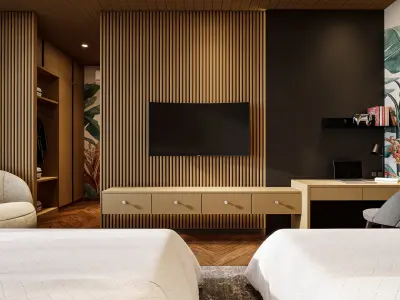 Bedroom Hotel Villa Scene Blender - fbx - obj 3D model