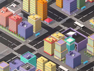 Ultimate Low Poly Megapolis City Pack 3D model