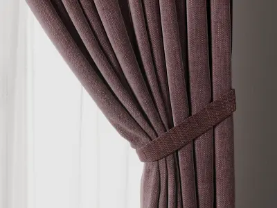 Low Width Curtains Classic 02 Low-poly 3D model