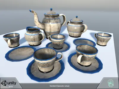 Tea coffee set Low-poly 3D model