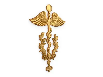 Relief Caduceus carved 03 3D model