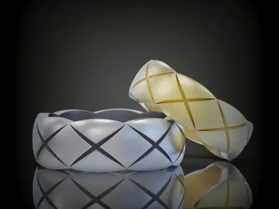 Wedding bands set promise rings 3D print model