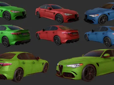 Low Poly Realistic Car Pack Low-poly 3D model