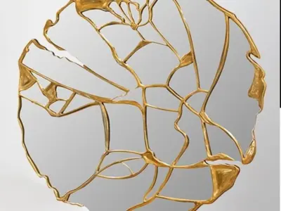 BROKEN GOLD MIRROR- CREATIVE ROUND WALL MIRROR 3D model