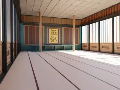 Dojo Hall Low-poly 3D model