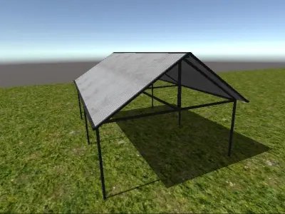 CarPort metal structure in middle of grassy field Free low-poly 3D model