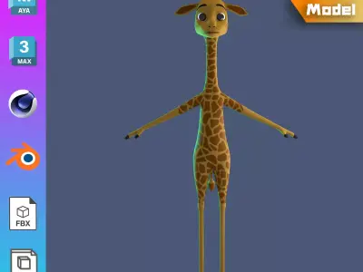 Stylized Giraffe NoRig Low-poly 3D model