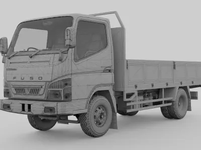 Mitsbishi Fuso flat deck truck 3D model