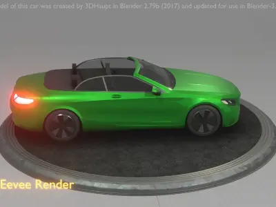 City Car 47 Top-Class Cabrio Open Type-A Green Low-poly 3D model