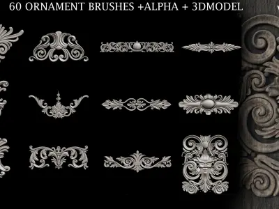 Ornament Brush-vol02 Low-poly 3D model