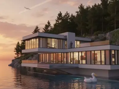 striking ultra modern cliffside residence designed 3D model