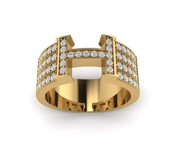 H diamond men ring 3D print model