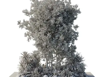 Garden of Plants Tree shrubs and palms - outdoor garden set 174 Low-poly 3D model