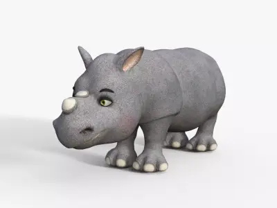 Cartoon Baby Rhino Rigged 3D model