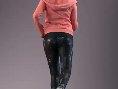 European woman jogging in sportive clothing 3D model