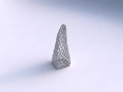 Vase top bent rectangle with diagonal grid lattice 3D print model