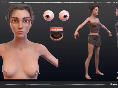 Base Mesh Slave Female Stylized Low-poly 3D model