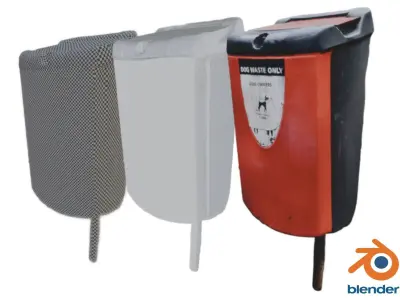 Park Dog Bin - 8K UHD - 3D Scan Model  Low-poly 3D model