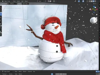 Animated Snowman Happy 3D model