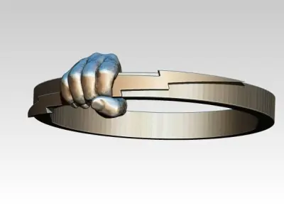Fury Lightning Strike Hand Punch Fist Jewel Ring 3D print model