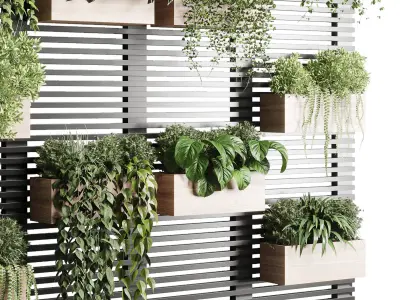 plants set partition Vertical graden wall decor box Low-poly 3D model
