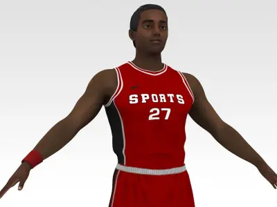 Basketball Player Red Player 02 3D model