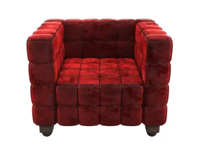 Armchair Red velvet Low-poly 3D model