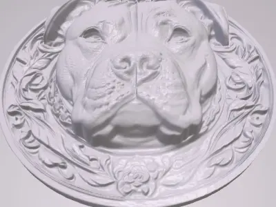 Pit Bull 4 basrelief for 3D printing 3D print model