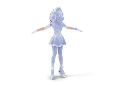 D Figure Skater Character Model Rigged and Animated Low-poly 3D model