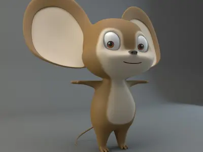 Cartoon Mouse Low-poly 3D model 2