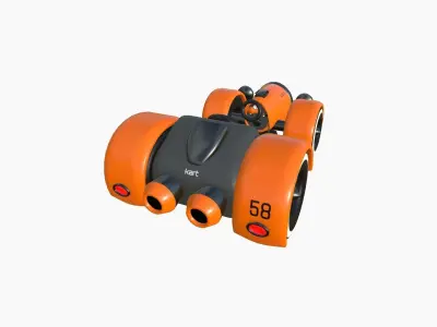 Cartoon Kart E06 Orange - Vehicle Racing Design Low-poly 3D model
