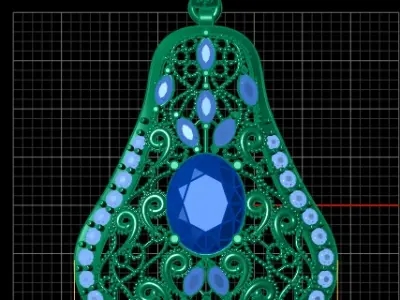 HIP HOP PEAR SHAPE PENDANT 3D PRINTABLE MODEL 3D print model