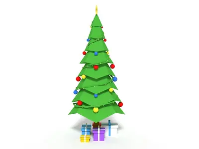 Low Poly Cartoon Christmas Tree Low-poly 3D model